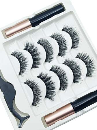 5 Pairs Magnetic Eyelashes Set Full Strip Natural Cilia False Eyeliner Dramatic Volume Thick Synthetic Eye Lashes Makeup