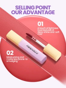 COLORKEY 4pcs Mini Lip Gloss Set, Waterproof Matte Liquid Lipstick, Non-Stick, Long-Lasting And Non-Stick, For Spring Summer Ideal, Reduce Lip Fine Lines Liquid Lipstick Travel Set Lip Combo, Brand Beauty, Makeup Face Paint Cosmetic, For Women Girls Perfect, For Spring Summer Ideal, For Y2K Fancy Fashion, Suitable For Birthday, Mother's Day Gift, Rave Party Ready, Best Color, 90S Retro Glam Makeup Look, For Travel, Prom Makeup - Watery Lip Tint Gift Set - 查看 3