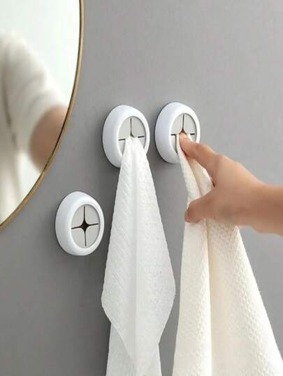 No Hole Towel Rack, Self-Adhesive Towel Holder For Kitchen, Bathroom, Washroom, Black & White Towel Bar, Wall Mounted Dish Cloth Hanger, Round Wall Mounted Towel Rack, Suitable For Bathroom, Kitchen, Home Walls, Cabinets, Garage, No Drilling Required