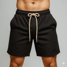 1 Summer Shorts All Regular Fit Pocket Drawstring Tie Beach Daily Holiday Weekend Casual Going Out Carnival Father's Day Spring Picnic Mother's Day New Year Linen Shorts - 黑色 - 查看 1