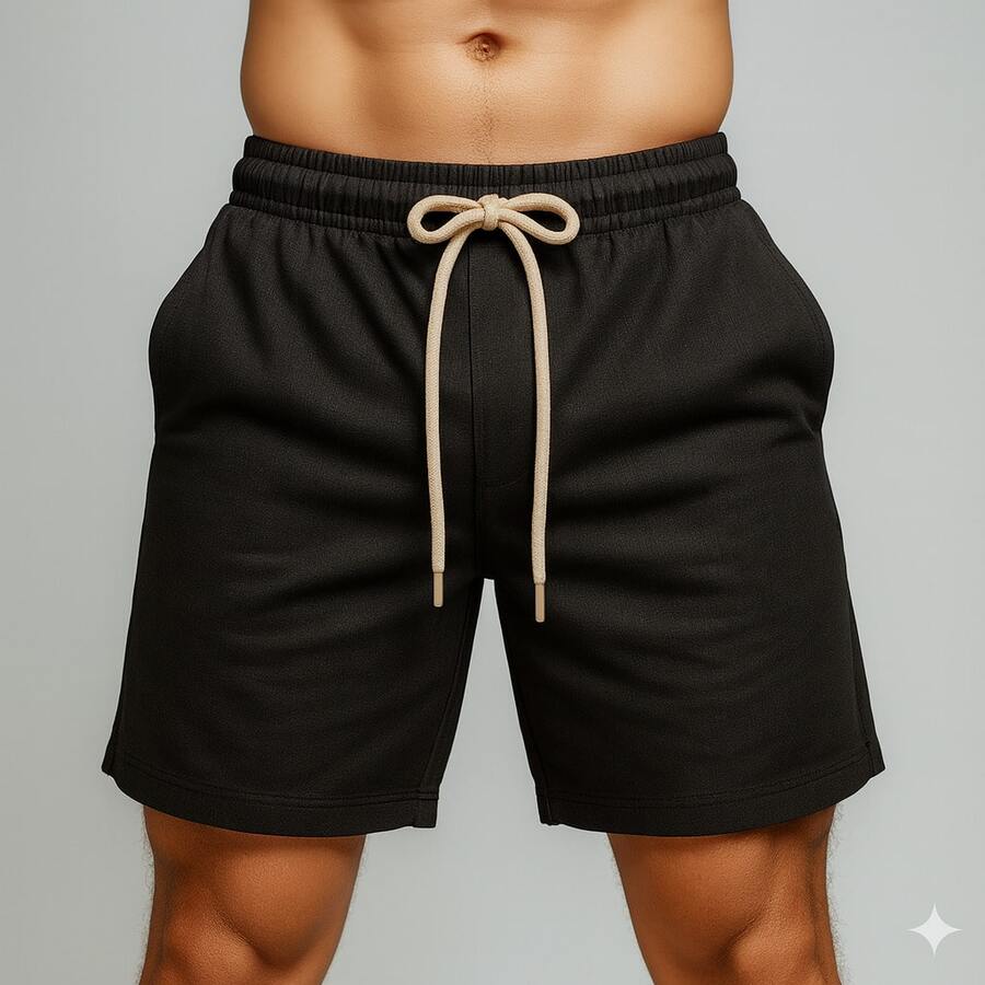 1 Summer Shorts All Regular Fit Pocket Drawstring Tie Beach Daily Holiday Weekend Casual Going Out Carnival Father's Day Spring Picnic Mother's Day New Year Linen Shorts - 黑色 - 查看 1