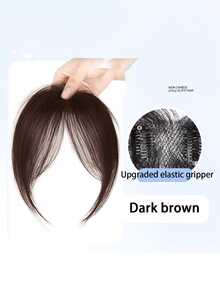 空气刘海，带鬓角，斜刘海造型，夹式接发，轻盈飘逸，逼真自然，隐形，增加发量，自然黑色，夹式接发，新手友好，易于佩戴，适合女性。