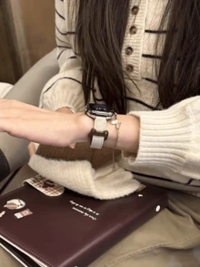 Women's Band, Compatible With Apple Watch Ultra/S11/S10/9/8, Cartoon Cat Ear Design, Cute & Versatile Compatible With Apple Watch SE2/7/6, High-Quality - Brown and Apricot - View 6