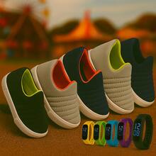 Tenis Menino + Relogio Digital Calce Fácil Infantil casual Escolar Antiderrapante Confortável Macio