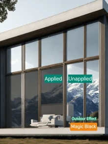 Pellicola adesiva per finestre argento unidirezionale, privacy di giorno, controllo del calore, anti-UV, effetto specchio, adesiva statica per vetri - Multicolore - Visualizzare 3