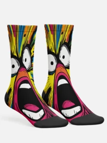 3D Graphic Print Men's Socks - Street Style Boat Socks, All-Over Allover Print, Vibrant Colors, Humorous Patterns, Durable, Couples Socks, Hip Hop Fashion Socks, Suitable For Daily Wear, Holidays, Parties, Also Makes A Great Gift - Yellow - View 5