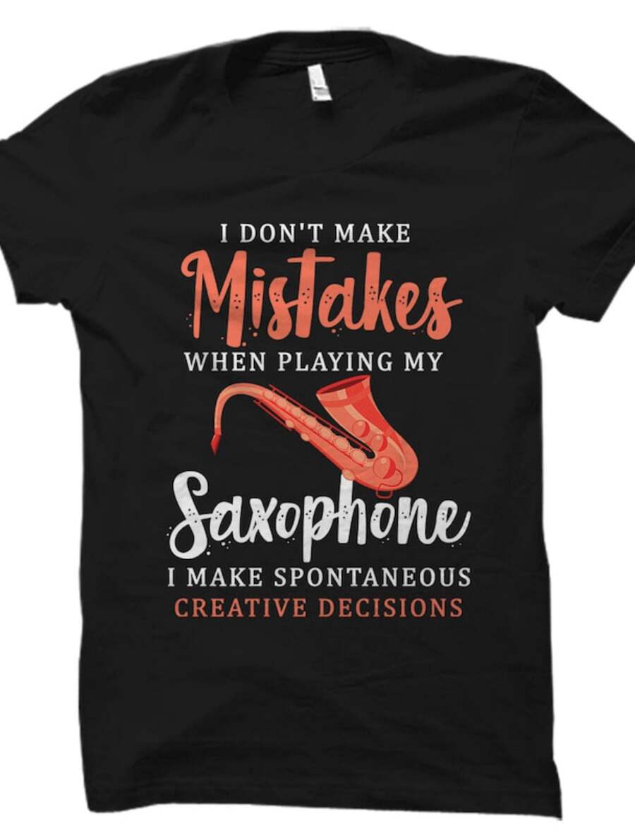Saxophone Shirt Saxophonist Gift Saxophonist Shirt Saxophone Lover Gift Jazz Band Shirt Jazz Ba - 黑色 - 查看 1