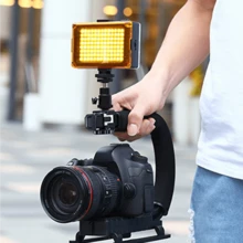 Un Kit Estabilizador De Cámara,Estabilizador de cámara, kit estabilizador portátil para cámara y teléfono móvil, con iluminación y micrófono integrados, compatible con todas las cámaras SLR y videocámaras DV de uso doméstico. - Negro - Ver 5