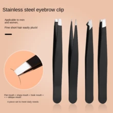 4pcs Stainless Steel Eyebrow Tweezers Set, High Quality Beauty Grooming Kit For Eyebrow, Facial Hair Removal, Makeup Tools - Multicolor - View 8