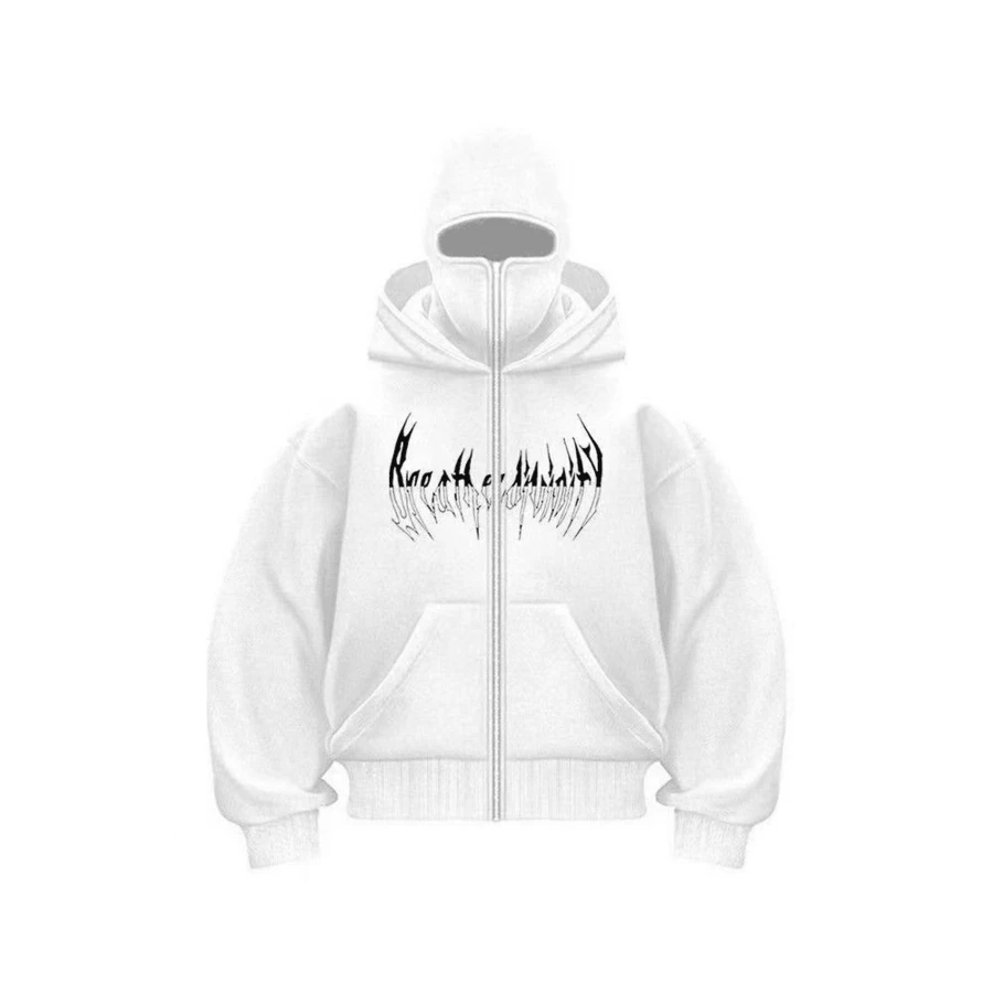 Women's Autumn Ins Double-Hooded Zip-Up Hoodie Jacket, 1 Pcs | 400g 100% Acrylic Wool-Like Fabric Long-Sleeve Top For Spring Autumn Winter - 白色 - 查看 1