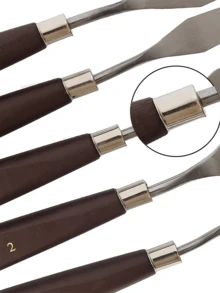 5pcs/Set Red Stainless Steel Palette Knife, Painting Scraper, Palette For Oil-Based Paints - Sets - View 5