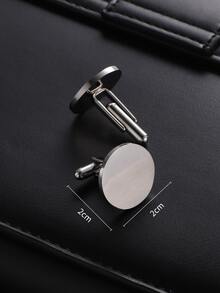 1 Pair Fashionable Minimalist Solid Color Stainless Steel Round Cufflinks, Suitable For Business Shirts, Suits, Weddings, Gifts For Boyfriend, Holidays, Birthdays