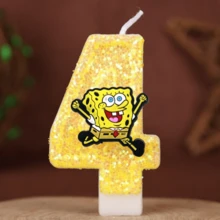 ¡Velas con números del 0 al 9 de Bob Esponja! Suministros lindos para decoración de pasteles de cumpleaños de niños, accesorios de fiesta de dibujos animados y anime - Para niños, ideal para cumpleaños temáticos, decoración de pasteles y recuerdos de fiesta, ¡un éxito para los niños que aman a Bob Esponja! - Multicolor - Ver 5