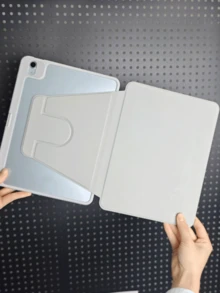 360 Degree Rotating Protective Case With Pencil Slot Transparent Backplate, Auto Wake/Sleep - Light Grey - View 2