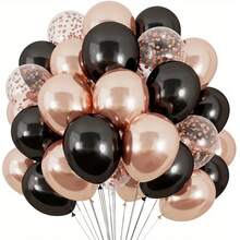 50 Stücke Premium Schwarz & Roségold Glitzer Latex Luftballons - Lebendige Dekoration für Hochzeiten, Geburtstage, Jahrestage, Abschlüsse & Feiern - Innen-/Außenbereich, geeignet für Partys, Babypartys & Geschlechteroffenbarungen - Verschiedenfarbig - Übersicht 1