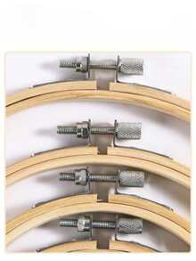 A Set Of 4-Piece Bamboo Material Handmade DIY Cross Stitch Embroidery Frame Set, High-Quality And Durable Embroidery Hoop Frame Embroidery Bamboo Embroidery Frame Set, Handmade DIY Cross Stitch Ribbon Embroidery Circle Embroidery Support Tool - Khaki - View 3