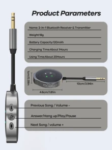 REMAX Universal Mini Bluetooth Adapter; 2-In-1 Bluetooth Receiver & Transmitter; Instantly Make Wired Devices Wireless For Car/TV/Speaker;Built-In HD Mic For Hands-Free Calls & Music & Navigation; Portable Plug & Play;Car Accessories; Car Stuff; Car Essentials; - W11 - View 12