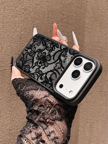 1个黑色磁吸无线充电蕾丝花纹软壳手机壳，兼容三星S25/S24FE/S23PLUS/S20/A54/A52/A33/A16/A12/A05S/A15/A14/A50/A53/S23/S24/S21FE/S23 Ultra/S24 Ultra/A33，适合作为生日礼物、圣诞礼物、送给女朋友、男朋友或自用，也兼容 16PROMAX/16PRO/16/15ProMax/15PRO/15PLUS/15/14PROMAX/14PRO/14Plus/14/13PROMAX/13PRO/13/12PRO/12/11/11PROMAX/11PRO XS XR X - 彩色 - 查看 6