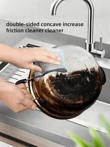 10/5pcs Thickened Double-Sided Metal Wire Scouring Pads, Kitchen Dishwashing Cloths, Pot & Pan Cleaning Rags, Cleaning Towels - Multicolor - View 11