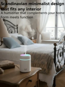 1pc 7-Color Light Minimalist Humidifier, 300ml/USB Powered, Home/Bedroom/Bathroom Air Purifier, Low Noise Mist Diffuser - Multicolor - View 8