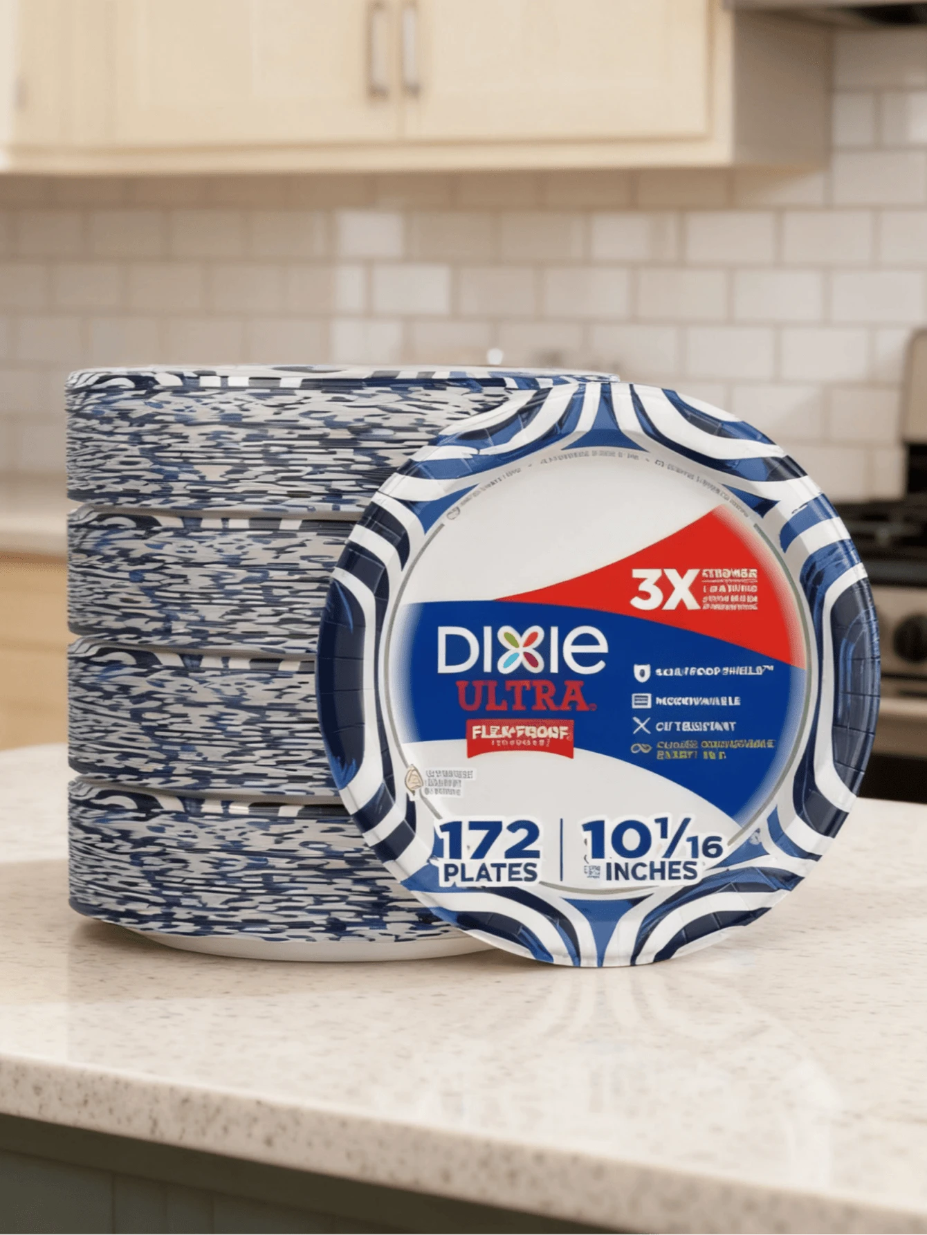 Dixie Large Paper Plates,Microwave Safety & Soak Proof For Heavy, Messy Meals,Cut Resistant & Extra Strong For Parties, Barbecues & Picnics,Perfect For Holiday Dinners, Outdoor Events & Easy Cleanup,90/172 Count - 藍色 - 查看 1