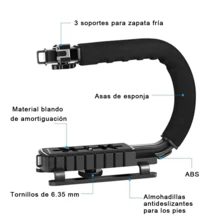 Un Kit Estabilizador De Cámara,Estabilizador de cámara, kit estabilizador portátil para cámara y teléfono móvil, con iluminación y micrófono integrados, compatible con todas las cámaras SLR y videocámaras DV de uso doméstico. - Negro - Ver 4