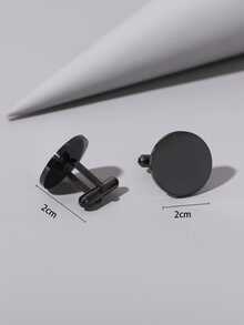 1 Pair Fashionable Minimalist Solid Color Stainless Steel Round Cufflinks, Suitable For Business Shirts, Suits, Weddings, Gifts For Boyfriend, Holidays, Birthdays