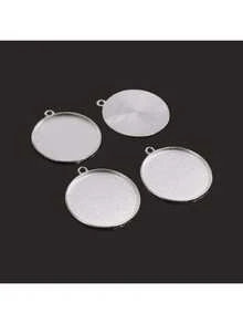 20pcs 8/10/12/14/16/18/20/25mm Stainless Steel Round Blank Base Set, DIY Cabochon Gem Tray Pendant Trays For Jewelry Making - Silver - View 3