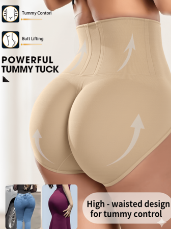 1pc Women High Waist Tummy Control Shaping Panties, Butt Lifting & Waist Slimming, Suitable For Multiple Occasions