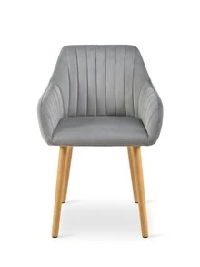 Goeurvant Modern Vertical-Stripe Upholstered Dining Chairs With Armrests And Solid Wood Legs For Dining Room, Kitchen, Living Room - Set Of 2 / Set Of 4 / Set Of 6 - Light Gray - 淺灰色 - 查看 6