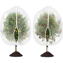 2件装大号拉链抽绳防鸟防虫网，易于覆盖蓝莓/番茄/柑橘树，防护屏障 - 白色2件 - 查看 1