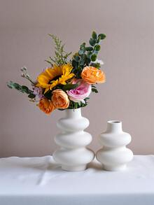 Biały wazon do nowoczesnego wystroju domu, wazon boho do dekoracji, wystrój pokoju, wystrój domu, wystrój kuchni, wystrój ślubu, dekoracja stołu, ozdoby stołu, wystrój biura, wystrój ogrodu, wystrój na zewnątrz - Beżowy - Zobacz 4