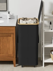 带盖带轮超薄折叠洗衣篮 - 超薄可折叠脏衣篮、大容量脏衣篮、折叠布艺洗衣篮 - 彩色 - 查看 3