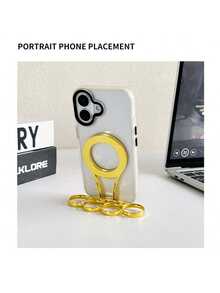1pc Punk Style Finger Grip Metal Magnetic Phone Stand, Desktop Phone Holder, Phone Shooting Accessory, Can Be Used With Phone Lanyard, Makes You Look Younger And More Energetic!