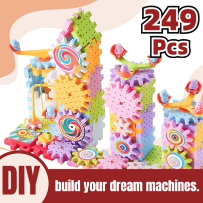249 Pcs Building Blocks DIY Electric Gear Assembly Blocks – A Fun And Educational Toy For Children, Perfect As Christmas Or Holiday Gifts, Or For Use At Parties. Ideal For Boys And Girls To Develop Their Hands-On Skills And Engineering Abilities. These Gear-Building Blocks Are Also Useful For STEM Learning And Creative Construction Projects, Making Them Excellent Gifts For Christmas Or Halloween.