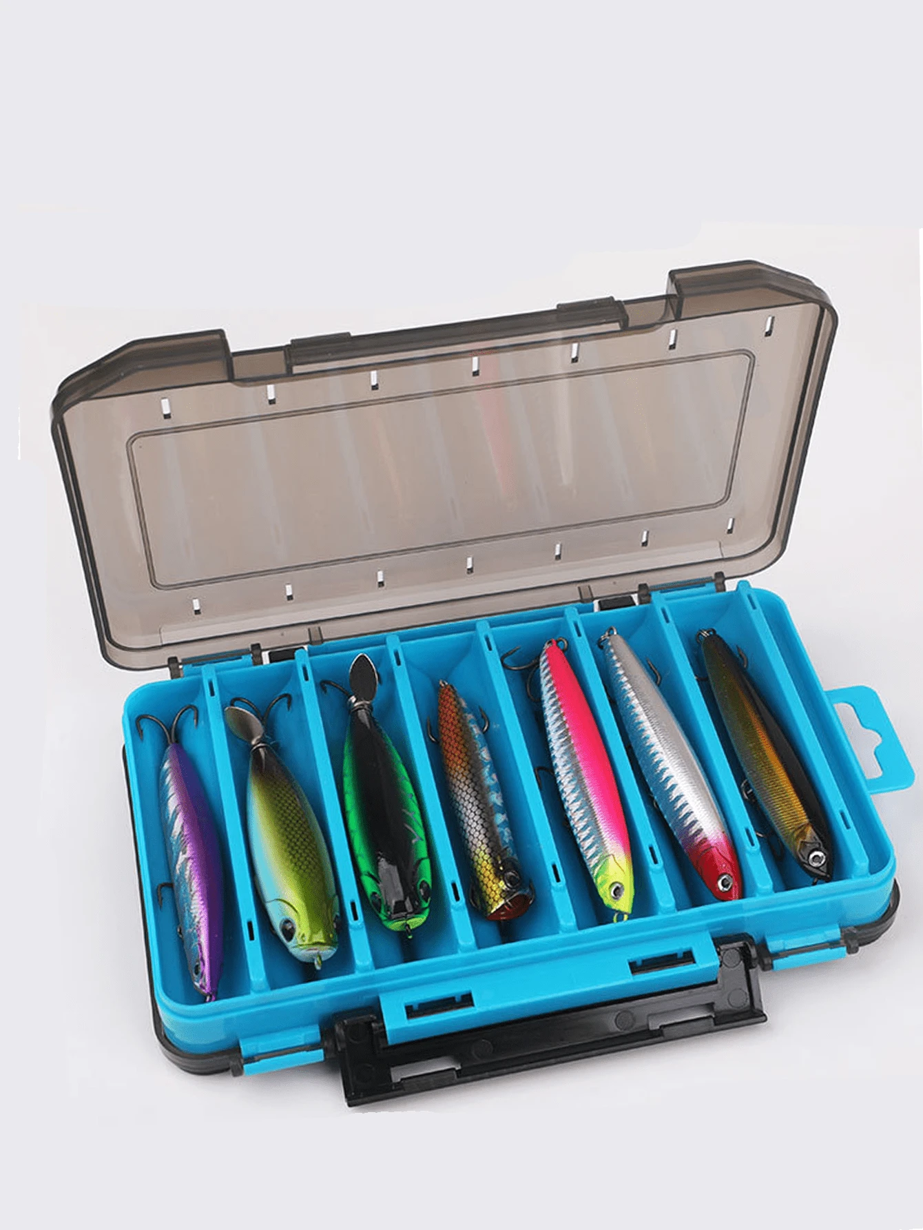 Double-Sided Bait Storage Box Fishing Accessory Boxes Multi-Compartment Fishing Tool Box Fish Hard Bait Box For Hard Soft Lures Earthworms Fish Lice And Storing Bait Hooks Fishing Tools Fishing Essential Fishing Travel Gear Fishing Accessories