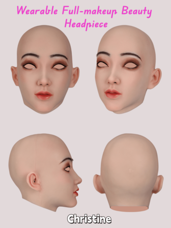 Silikonmask för rollspel, silikonhuvudbonad, utsökt kvinnlig makeup, realistisk hudtextur, lämplig för Halloween, maskeradfester, rollspel, crossdressing och andra tillfällen