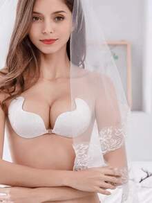 YIYANG 白色蕾丝婚纱无肩带隐形提拉文胸套装 - 防滑龙纹设计 - 适合婚纱、派对及日常内衣穿着 - 彩色 - 查看 2