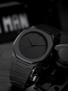 1pc Black Round Plastic Men's Quartz Watch With Arabic Numeral Scale Fashionable And Simple Suitable For Daily Wear Gifts Casual Gatherings - Black - View 2