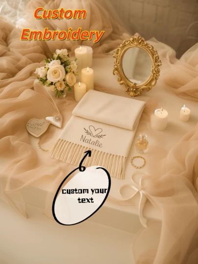 1PC Custom Name Scarf, Personalized Embroidered Gift For Christmas 2025, Soft Winter Scarves For Women Men