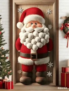 1pc Christmas Door Banner, Santa Claus Holding Gift Design, 35.4inX70.8in, Durable Polyester Material, Christmas Decoration, Christmas Theme Party Decor, Outdoor & Indoor, Ideal For Porch, Yard, Garage And Home, No Door Frame, No Elastic Band, Needs Fixation - Multicolor - View 7