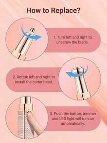 1pc Women's Eyebrow & Facial Hair Remover, 2-In-1 Eyebrow Trimmer And Painless Shaver, Rechargeable With LED Light, For Face, Eyebrows, Lips, Body, Chin And Arms Hair Grooming - Multicolor - View 7