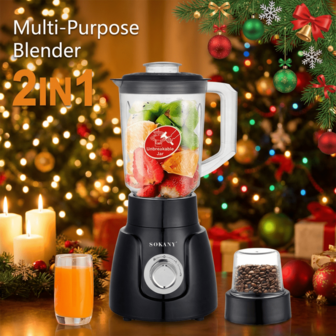 SOKANY 1 pieza Licuadora personal tipo bala, con 1 base de alimentación, 2 cuchillas, 2 tazas, 1 vaso térmico, 1 tapa con pitorro, 2 anillos de agarre cómodos, 2 tapas sólidas, tecnología de pulso para moler, mezclar, licuar, hacer batidos y triturar hielo