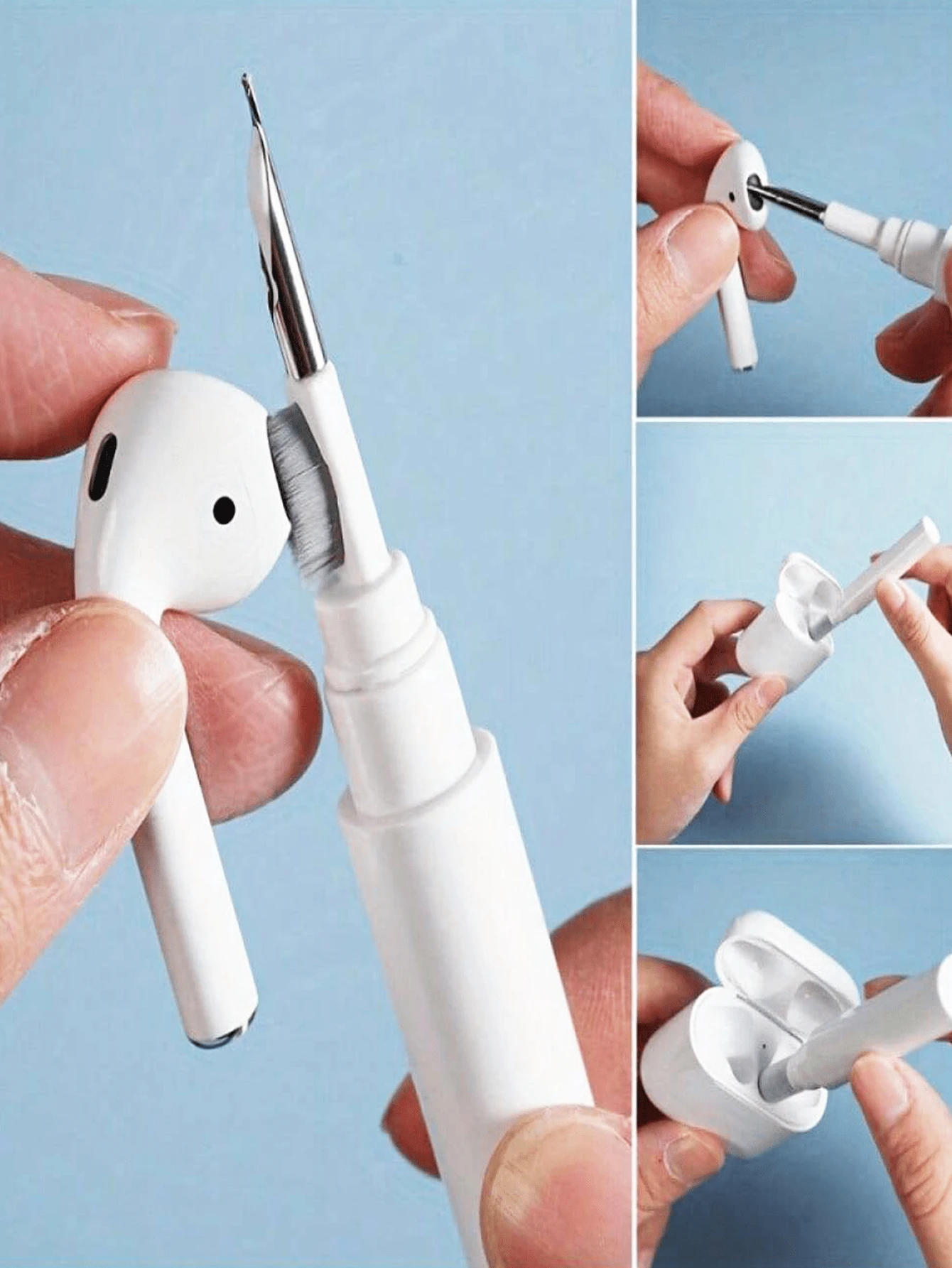 1pc Wireless Earphone Cleaning Kit For AirPods Pro - Durable Brush Pen For Computers & Phones, Effective Dust Removal Tool For Daily Use & Travel, Maintenance Essential. - White - View 1