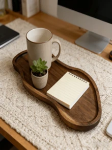 Khay gỗ đa năng - Khay gỗ trang trí nhà sang trọng, Khay phòng tắm tái sử dụng, Khay đựng đồ trang sức, Khay trang trí nhà cửa, phòng ăn, RV, tiệc chất lượng cao - màu nâu - Xem 6