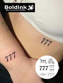 Boldink Non-Permanent Tattoo Technology, Angel Number 7 Inspired Design Tattoo, Lucky Number, Waterproof & Long-Lasting Magical Tattoo, Lasts 1-2 Weeks, Natural & Realistic Temporary Tattoo Sticker, Interesting Tattoo Experience - Black - View 7
