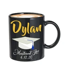 1个，11盎司毕业庆典马克杯，学士帽卷轴，2025届、2026届学生毕业礼物，可定制毕业姓名马克杯，大学及研究生毕业派对纪念礼物，多色高品质马克杯，咖啡杯，牛奶杯