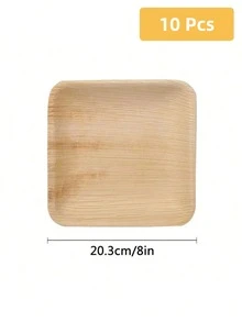 40pcs/Sets Disposable Palm Leaf Plates, 8-Inch Square Appetizer Plates Microwaveable, And Fashionable Alternative To Traditional Utensils, Ideal For Graduation, Christmas, Thanksgiving, Wedding, Birthday, Picnic And Camping Plates. - Primary Color - View 10