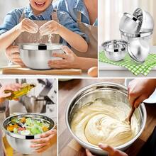 5pcs Stainless Steel Mixing Bowls Set With Lids - For Baking, Mixing And Food Storage, Nesting Bowls, Salad Bowls, Whisks, Suitable For Baking, Cooking And Serving - Sizes 0.7QT/1QT/1.5QT/3QT/4.5QT - Multicolor - View 8