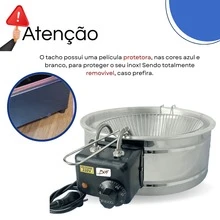 Fritadeira Elétrica de Óleo Pastel Inox Tacho 3,5l a 5l Industrial C/ Termostato Redonda Boni - Entrada do Brasil (127V) - Visão 6